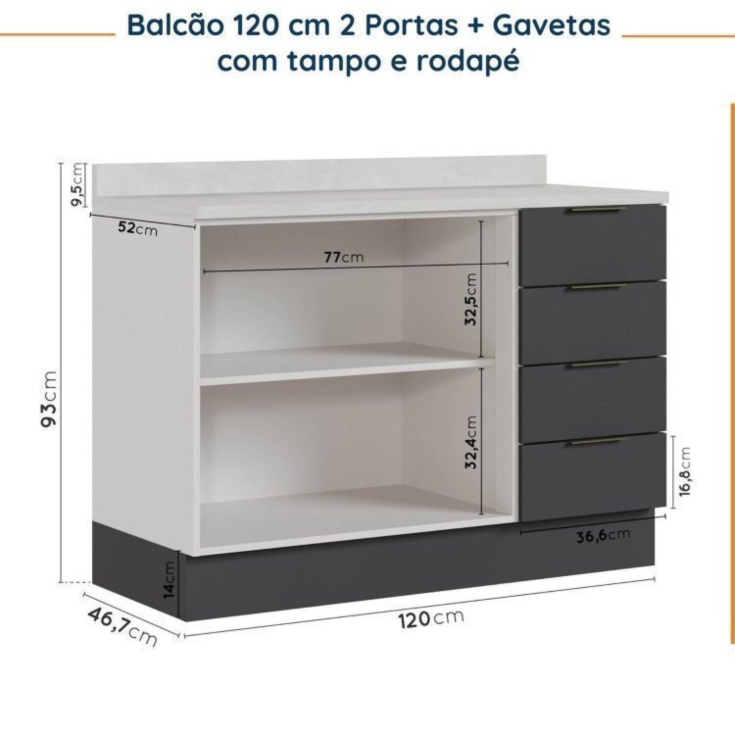 Cozinha Modulada 6 Peças com Tampo e Rodapé 3 Aéreos e 3 Balcões Ipanema Cabecasa Madeiramadeira - 14