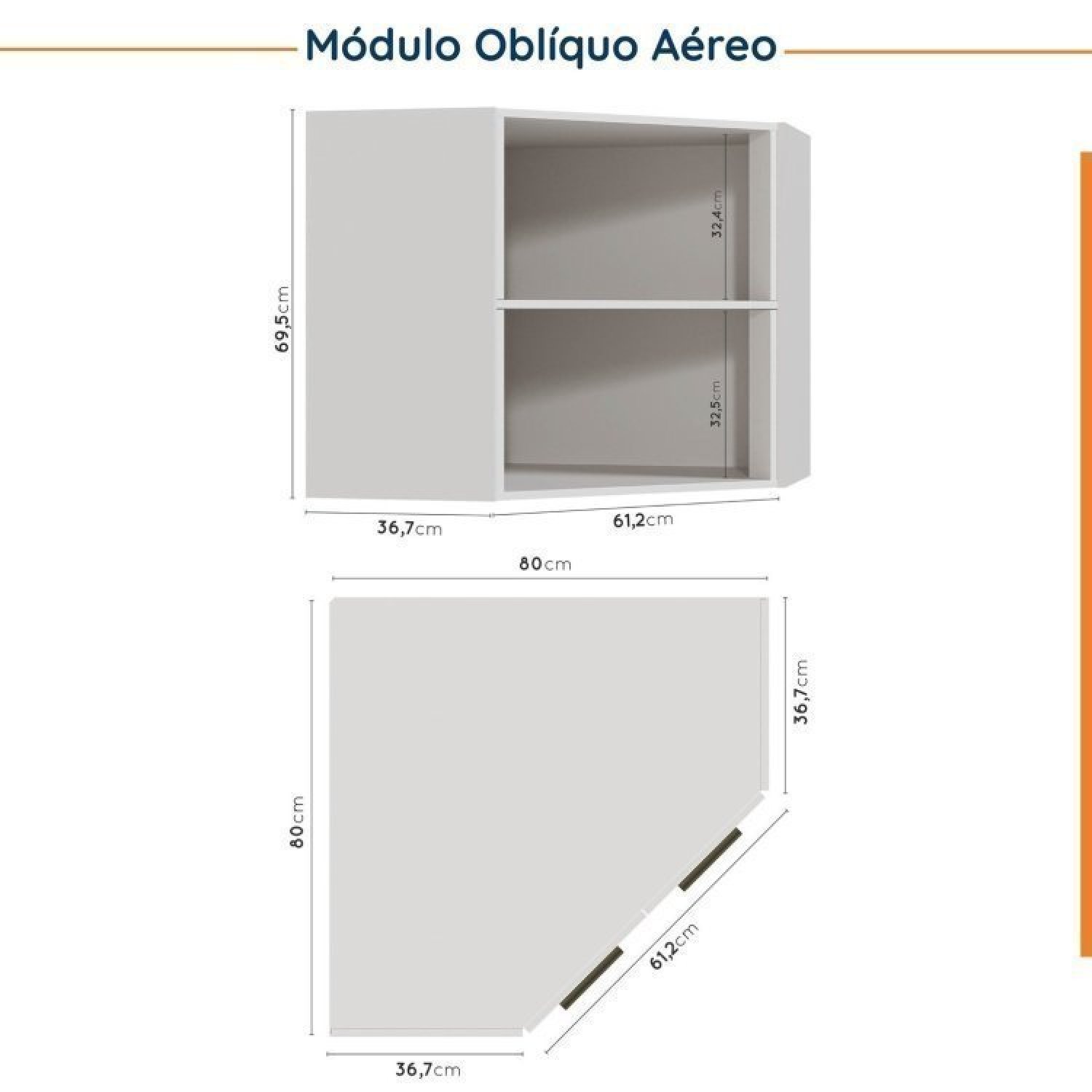 Cozinha Modulada 6 Peças com Tampo e Rodapé 3 Aéreos e 3 Balcões Ipanema Cabecasa Madeiramadeira - 12