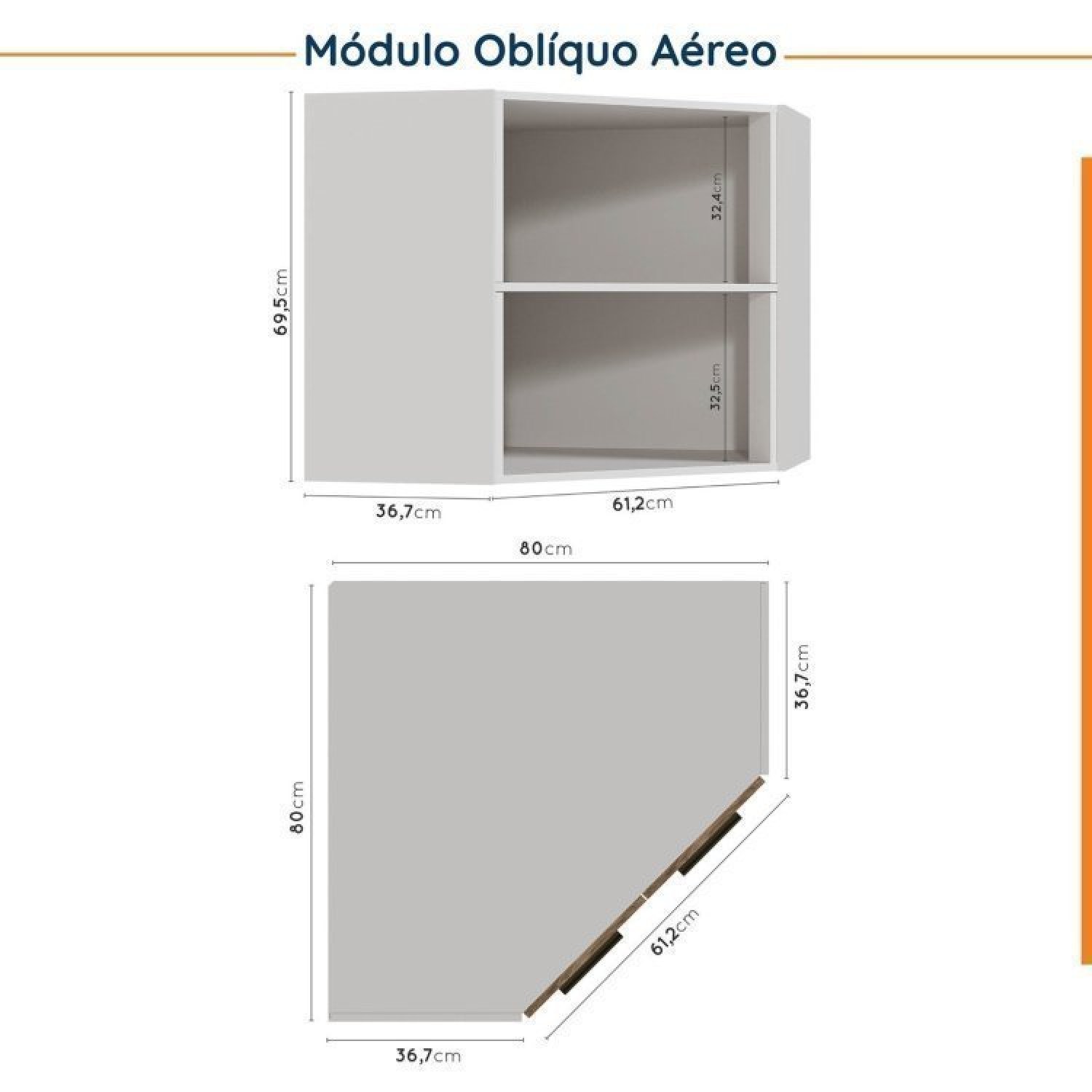 Cozinha Modulada 6 Peças sem Tampo sem Rodapé 3 Aéreos e 3 Balcões Ipanema Cabecasa Madeiramadeira - 12