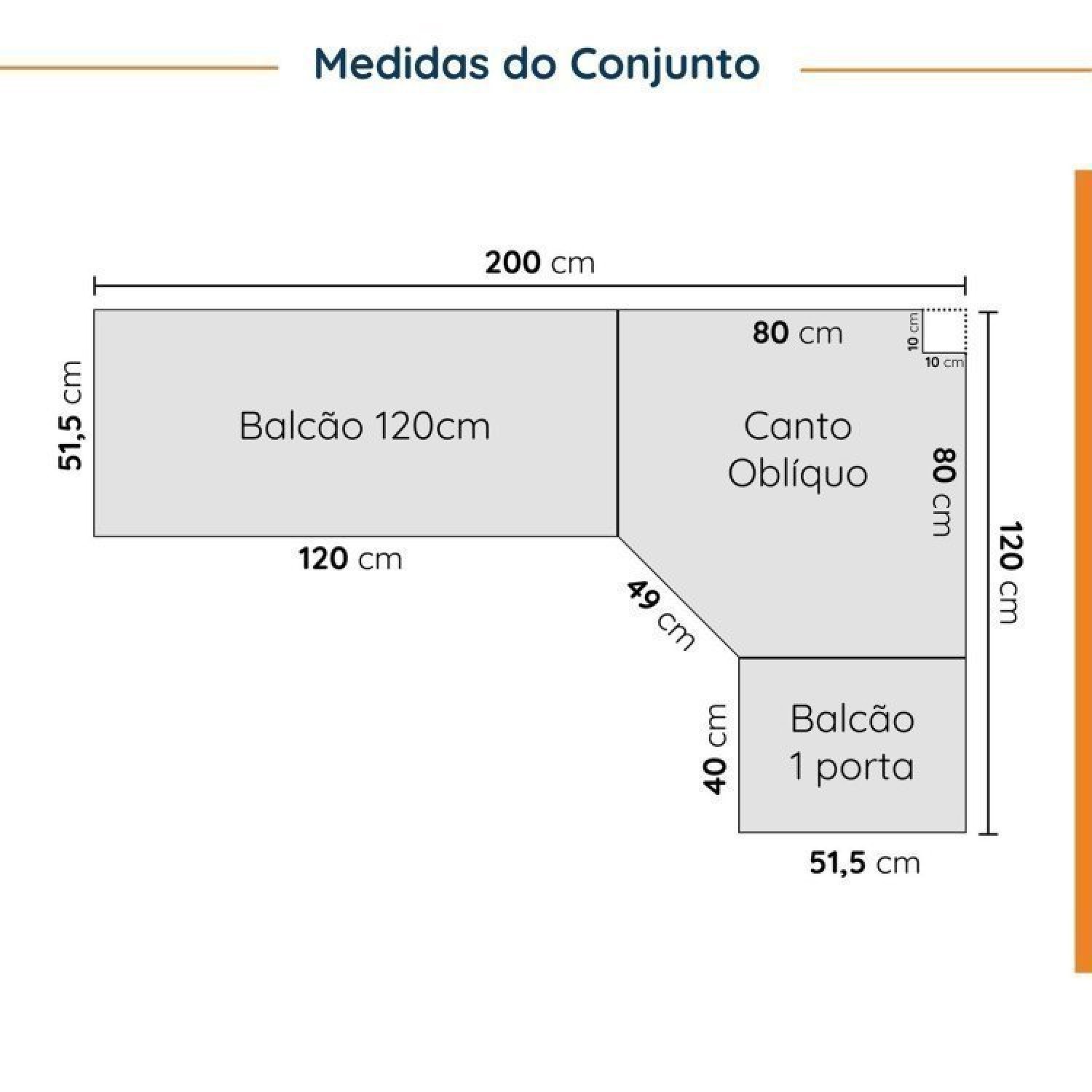 Cozinha Modulada 6 Peças sem Tampo sem Rodapé 3 Aéreos e 3 Balcões Ipanema Cabecasa Madeiramadeira - 2