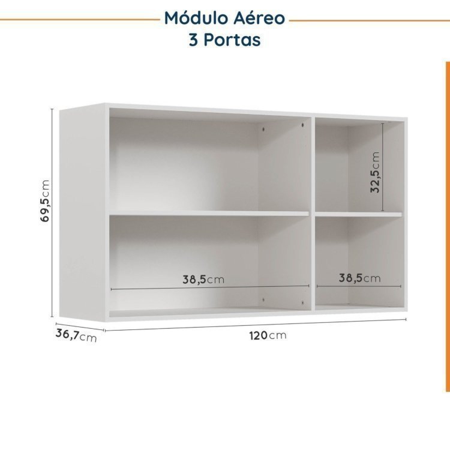 Cozinha Modulada 6 Peças sem Tampo sem Rodapé 3 Aéreos e 3 Balcões Ipanema Cabecasa Madeiramadeira - 10