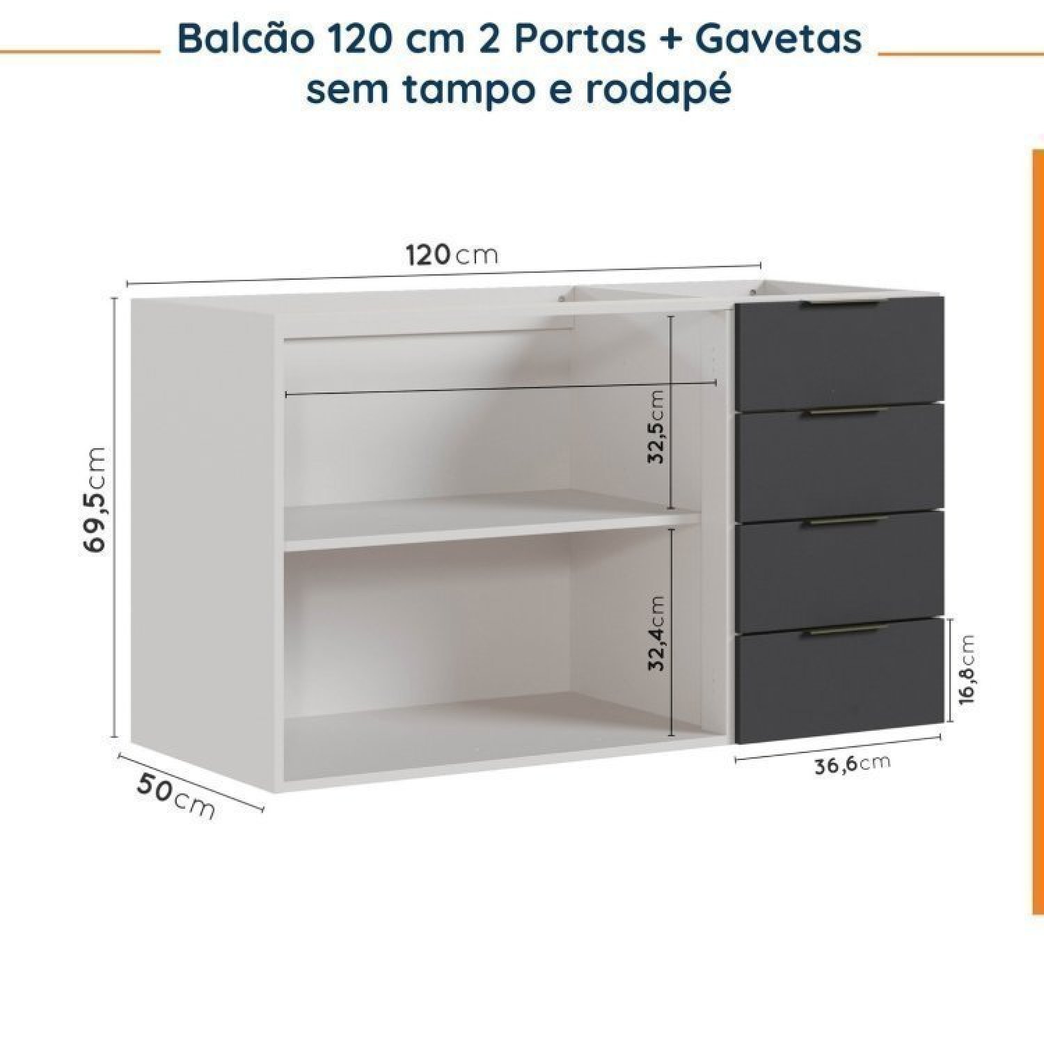 Cozinha Modulada 6 Peças sem Tampo sem Rodapé 3 Aéreos e 3 Balcões Ipanema Cabecasa Madeiramadeira - 14