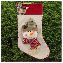 Enfeite Natal Bota Meia Tecido Boneco de Neve 48cm - 1