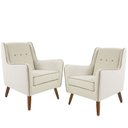 Ver imagem 1 de Kit 02 Poltronas Decorativas com Pés de Madeira Taroba D02 Algodão Bege B-381 - Lyam Decor