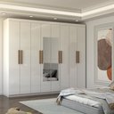 Ver imagem 1 de Guarda-roupa Casal Nirvana 8 Portas 4 gavetas com Espelho Branco - Panorama Móveis