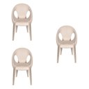 Ver imagem 1 de Conjunto com 3 Cadeiras para Sala de Jantar Drop Bege/Fendi