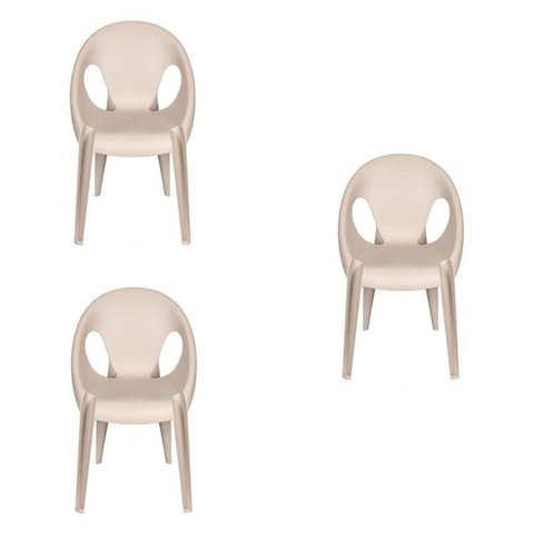 Conjunto com 3 Cadeiras para Sala de Jantar Drop Bege/Fendi