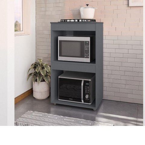 Gabinete Cooktop Adriana sem Porta 1 Prateleira MDP 75cm Cinza com Tampo