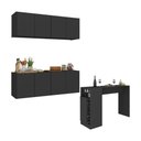 Ver imagem 1 de Armário de Cozinha com Bancada Americana/mesa Gourmet Multimóveis Mp2202 Preto