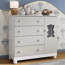 Ver imagem 1 de Cômoda Infantil 95cm 1 Porta com Vidro e 4 Gavetas Fofura Multimóveis Mp4484 Branco/off White