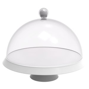 Porta Bolo Bubble Crippa 30 Cm de Diametro com Base com Pé Resistente e Cúpula Transparente Branc