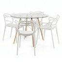 Ver imagem 2 de Conjunto Mesa Eames Vidro 90cm + 4 Cadeiras Allegra Seat&co