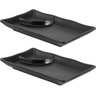2 Pratos para Sushi com Porta Shoyu 19x12cm Melamina Preta Retangular Comida Japonesa - 1