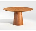 Ver imagem 1 de Mesa de Jantar Calêndula - Base Cone Madeira Laminada - Tampo Redondo Chanfrado 100% Mdf e Vidro Col