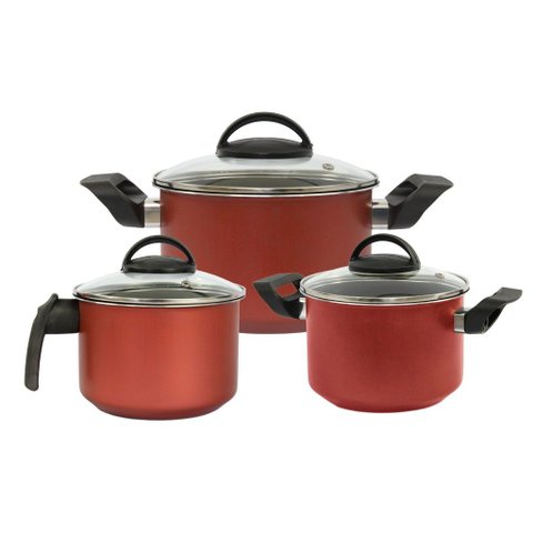 Jogo 3 Peças: 1 Leiteira e 2 Caçarolas Antiaderentes Cereja