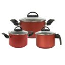 Ver imagem 2 de Jogo 3 Peças: 1 Leiteira e 2 Caçarolas Antiaderentes Cereja