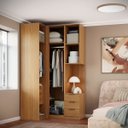 Ver imagem 2 de Guarda Roupa de Canto 2 Portas 1 Espelho com Mesa de Cabeceira Altezza Clean:freijó