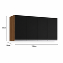 Ver imagem 2 de Armário Aéreo Andreia para Cozinha Multiuso 150cm AJL Móveis:Amêndoa/Preto
