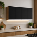 Ver imagem 3 de Armário Aéreo Andreia para Cozinha Multiuso 150cm AJL Móveis:Amêndoa/Preto