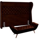 Ver imagem 1 de Kit Cabeceira Cama Box Casal 140cm Madrid com Puff Recamier Santorini Couríssimo Marrom