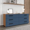 Ver imagem 1 de Cômoda Lisboa com 6 Gavetas 150x63cm Freijó/Azul 240839