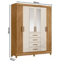 Ver imagem 2 de Guarda Roupa Solteiro Ambiente Aruba 6 Portas Freijó Off White com Espelho - Moval