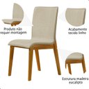 Ver imagem 3 de Kit 4 Cadeira de Jantar Estofada Alice Linho Bege Base Madeira Castanho