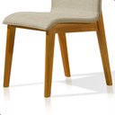 Ver imagem 5 de Kit 4 Cadeira de Jantar Estofada Alice Linho Bege Base Madeira Castanho