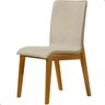 Kit 4 Cadeira de Jantar Estofada Alice Linho Bege Base Madeira Castanho - 2