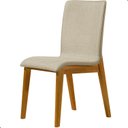 Ver imagem 2 de Kit 4 Cadeira de Jantar Estofada Alice Linho Bege Base Madeira Castanho