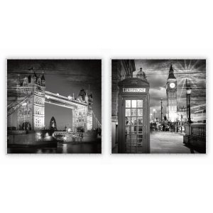 kit com 2 Quadros Decorativos Cidades com Moldura e Vidro para Sala Quarto Escritório e Clínica 90x9