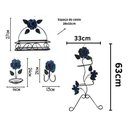 Ver imagem 2 de Kit para Banheiro 4 Peças em Ferro com Rosas:azul