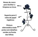 Ver imagem 3 de Kit para Banheiro 4 Peças em Ferro com Rosas:azul