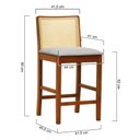 Ver imagem 7 de Banqueta Média Pérola Madeira Maciça Telinha C/ 62cm - Amêndoa - Assento Est. Linho Bege Mescla Imp.