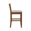 Ver imagem 4 de Banqueta Média Pérola Madeira Maciça Telinha C/ 62cm - Amêndoa - Assento Est. Linho Bege Mescla Imp.