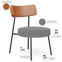 Ver imagem 4 de Poltrona Decorativa Para Sala De Estar Base Fixa Londres L02 Couríssimo Camel Pied Poule - Lyam Lyam