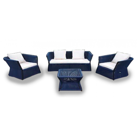 Conjunto de Sofá em Corda Náutica Gaivota - 1 Sofá 2l + 2 Poltronas + 1 Mesa Centro