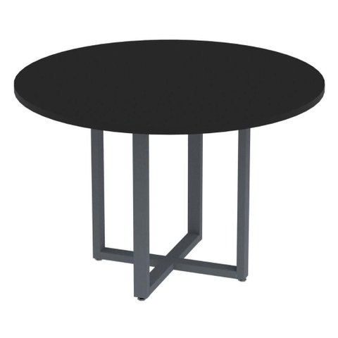 Mesa de Reunião Redonda P25 Pandin 110 Cm (largura) Tampo Mdp Preto Pé Aço Tubular Grafito