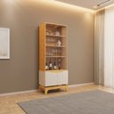 Ver imagem 5 de Cristaleira 4 Portas Vidro 100% MDF 74cm Joile Cedro/Off White