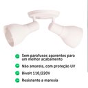 Ver imagem 4 de Luminária Spot de Sobrepor Duplo 2 Lâmpadas Direcionável E27 Cor:branco