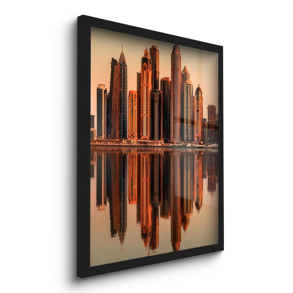 Quadro Decorativo Reflexo da Cidade Lago 45x33 C/vidro