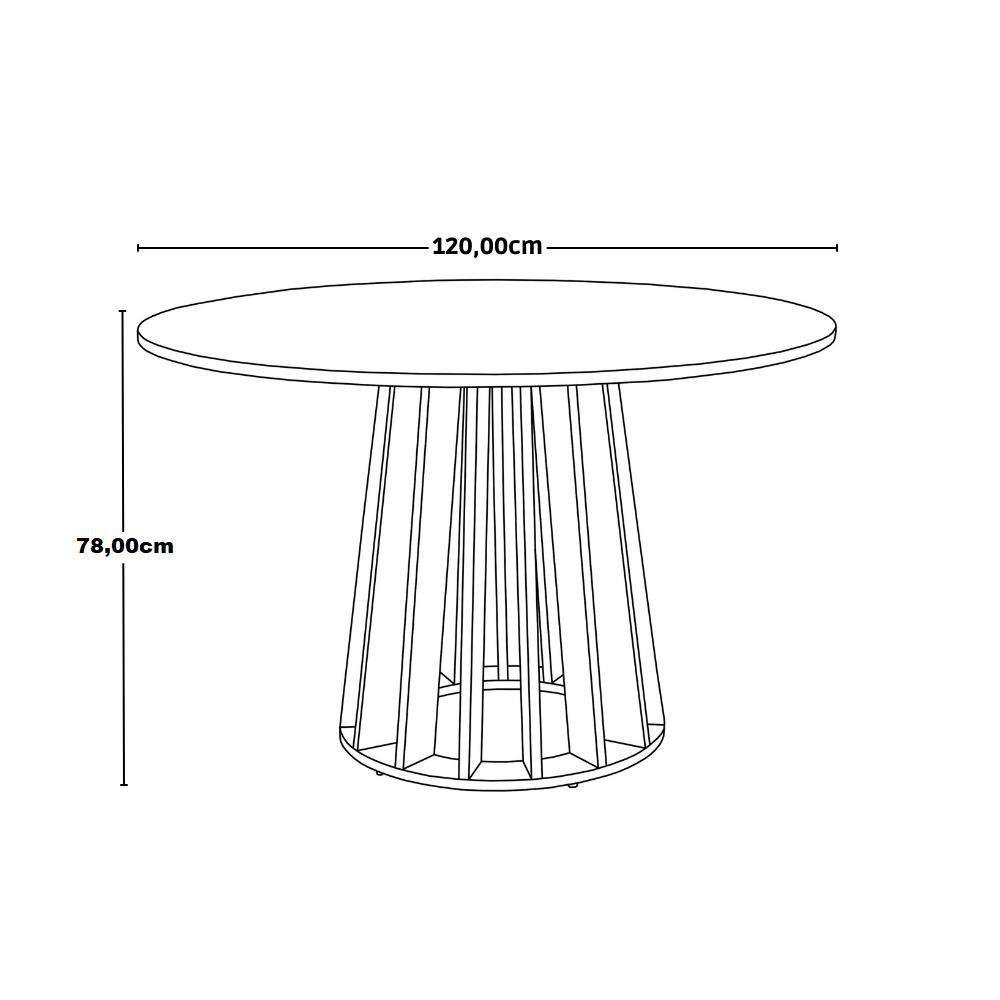 Conjunto Mesa 120cm Preta Com 4 Cadeiras Base Preta - Preto - 3