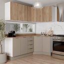 Ver imagem 1 de Cozinha Planejada 6 Peças com Tampo e Rodapé 3 Aéreos e 3 Balcões Ipanema CabeCasa MadeiraOriginals Marrom/Fendi Trama/Acácia