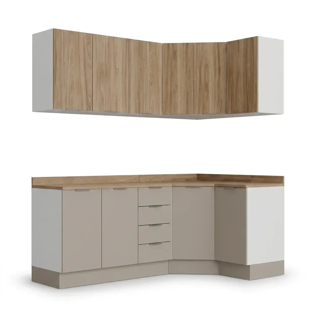Ver imagem 2 de Cozinha Modulada 6 Peças com Tampo e Rodapé 3 Aéreos e 3 Balcões Ipanema CabeCasa MadeiraOriginals