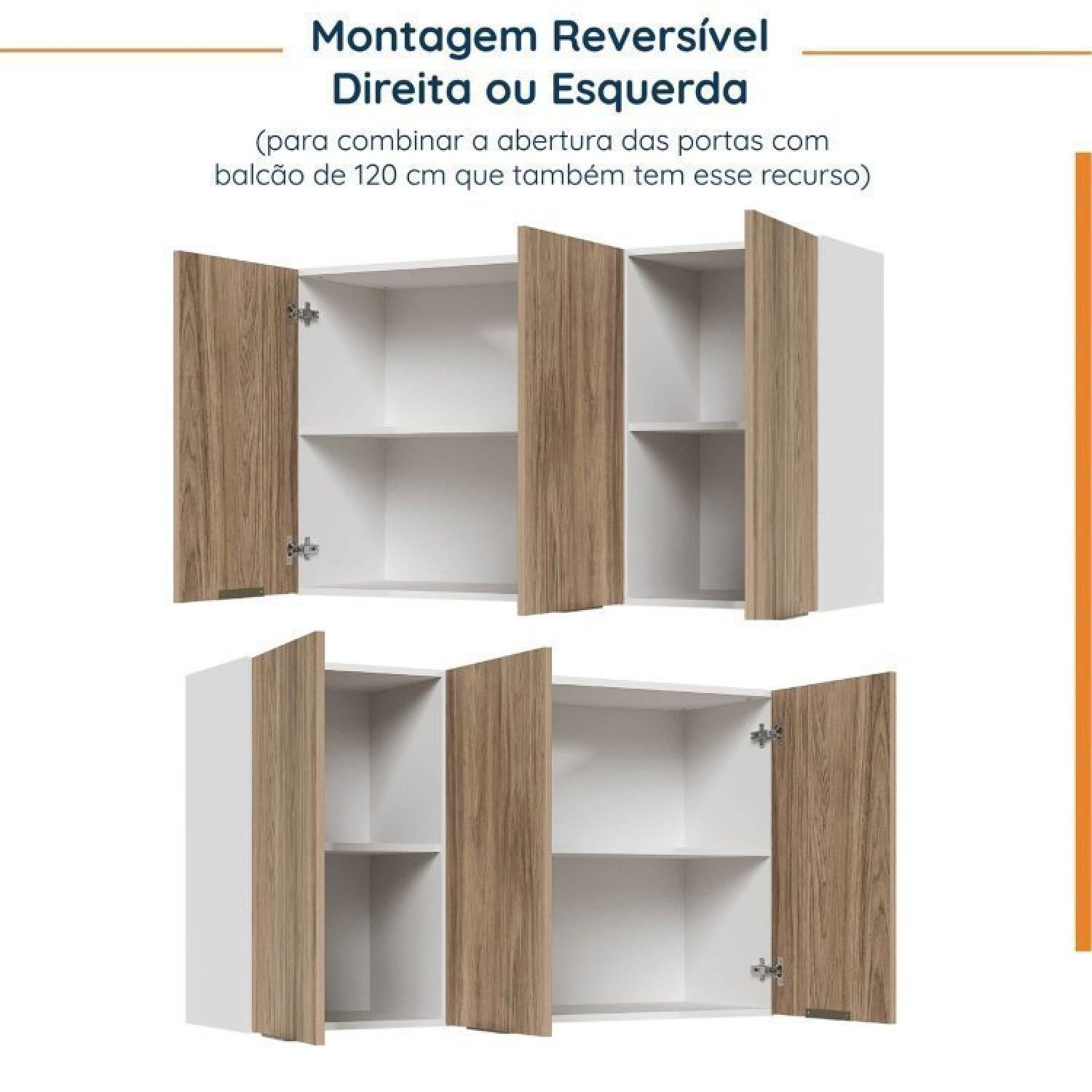 Cozinha Modulada 6 Peças com Tampo e Rodapé 3 Aéreos e 3 Balcões Ipanema Cabecasa Madeiramadeira - 11
