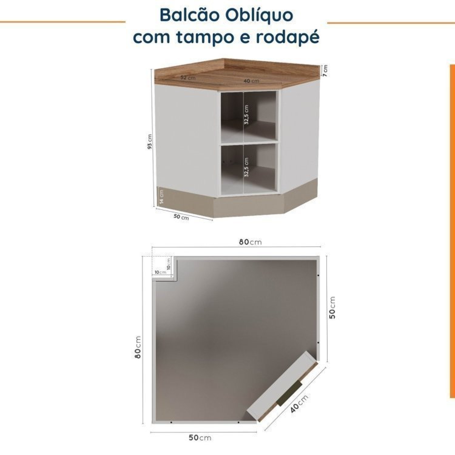 Cozinha Modulada 6 Peças com Tampo e Rodapé 3 Aéreos e 3 Balcões Ipanema Cabecasa Madeiramadeira - 16