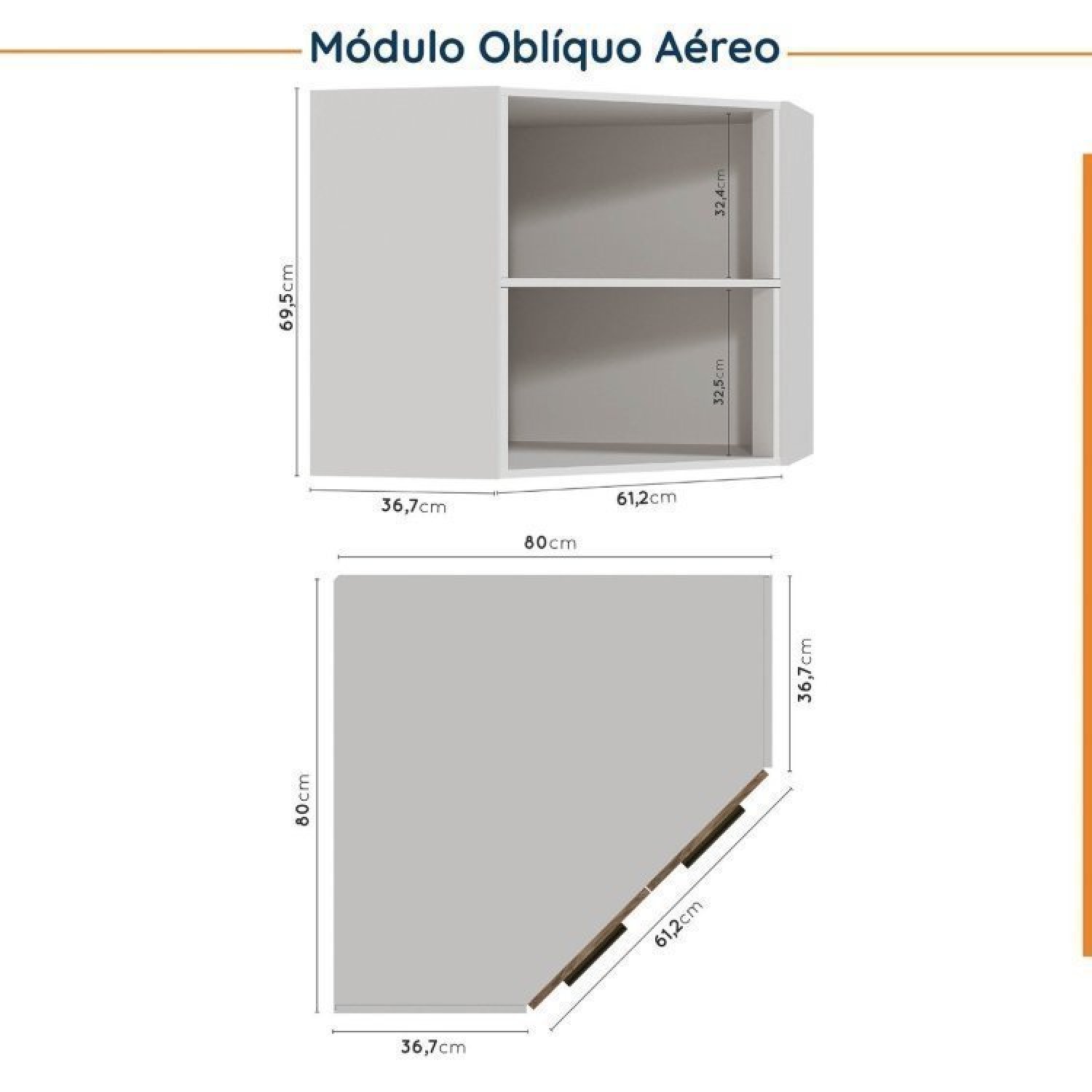 Cozinha Modulada 6 Peças com Tampo e Rodapé 3 Aéreos e 3 Balcões Ipanema Cabecasa Madeiramadeira - 12