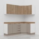 Ver mais imagens de Cozinha Modulada 6 Peças com Tampo e Rodapé 3 Aéreos e 3 Balcões Ipanema CabeCasa MadeiraOriginals