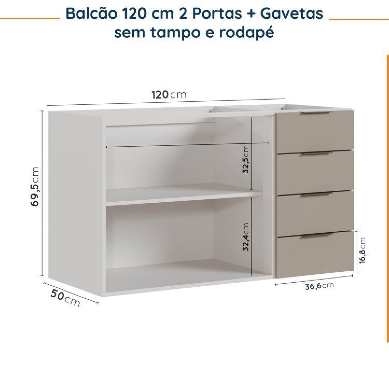 Cozinha Modulada 6 Peças sem Tampo sem Rodapé 3 Aéreos e 3 Balcões Ipanema Cabecasa Madeiramadeira - 14