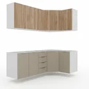Ver imagem 2 de Cozinha Planejada 6 Peças sem Tampo sem Rodapé 3 Aéreos e 3 Balcões Ipanema CabeCasa MadeiraOriginals Marrom/Fendi Trama/Acácia